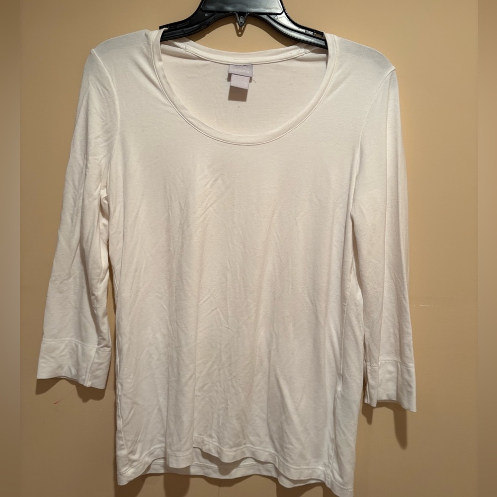 Chico's Cream Long Sleeve Tee